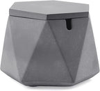 FREELOVE Concrete Ashtray with Lid & Stainless Steel Ashtrays for Cigarettes, Cement Ash Tray Smoking Holder Indoor Smokeless Outdoor Windproof Patio Home Office Cool Decor(Grey, Large)