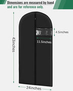 Garment Bags for Hanging Clothes 8 packs Washable Black Suit Bags for Closet Storage and Travel with Clear Window (43 inches)
