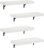 Furinno Tanna Floating Shelves for Wall Set of 4, 22-Inch Wall Shelf, Triple Thick Floating Mounted Shelf, for Bathroom, Home Office, Living Room, White Texture