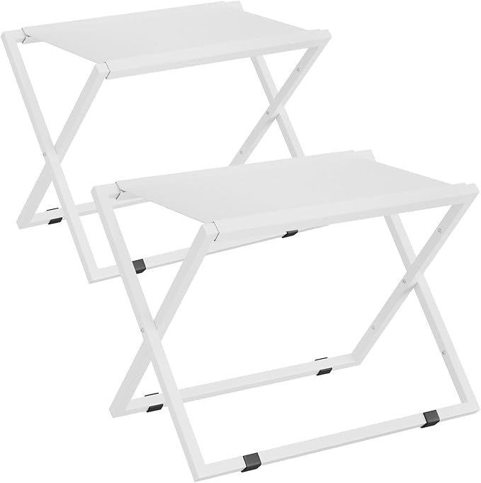 IBUYKE Luggage Rack for All Suitcase Sizes,Metal Luggage Holder,Foldable Suitcase Stand,Easy to Assemble for Bedroom Living Room Hotel,White TLR001W-2