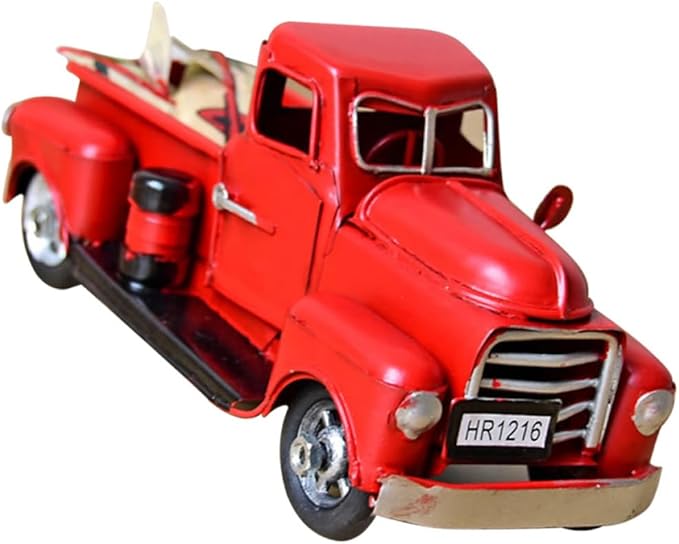 PRETYZOOM Vintage Handmade Iron Car Model Red Miniature Desktop Ornament Classic Vehicle Decor for Home Office Unique for Vehicle Lovers Craftsmanship Functional
