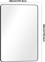 BONEWEI Black Bathroom Mirror,60x40 inch Wall Mirror for Bathroom Wall Mounted,Rectangle Mirror for Bathroom Over Sink,Modern Frame Round Corner for Living Room,Bedroom Entryway,Horizontal/Vertical