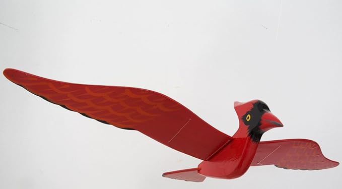 WitnyStore Mobile Birds - Collectible Animal Art - Wooden Hand Made and Painted Birds in Flight Hanging Decor Perfect for Gifts and Souvenirs - Red Northern Cardinal - 14 x 9 x 4 inches