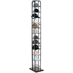 Tandefio 78" Black Floor Standing Hat Rack Tower 12 Tier Hat Display Rack Cap Organizer Metal Hats Stand Hats Wigs Holder for Cap Retail Display Storage Vertically