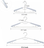 6-Pack Heavy Duty Plastic Extra-Wide Arm 15"-23" Suits Clothes Hangers with Swivel Hooks,Perfect for Coat,Jacket,Dress,Shirt,Trousers or Closet Space Saving,White