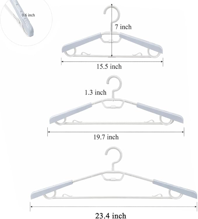 6-Pack Heavy Duty Plastic Extra-Wide Arm 15"-23" Suits Clothes Hangers with Swivel Hooks,Perfect for Coat,Jacket,Dress,Shirt,Trousers or Closet Space Saving,White