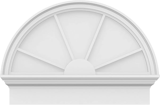 28"W x 20-3/4"H x 2-3/4"P Half Round 4 Spoke Architectural Grade PVC Combination Pediment