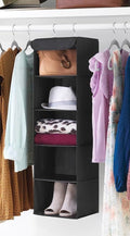 Whitmor 5 Section Closet Organizer - Hanging Shelves with Sturdy Metal Frame, Black (Pack of 6)