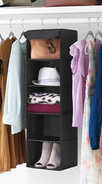 Whitmor 5 Section Closet Organizer - Hanging Shelves with Sturdy Metal Frame, Black (Pack of 6)