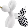 Resin Balloon Dog Sculpture - Collectible Figurines Decor for Home | Office Desktop Resin Decors Balloon Dog Decor (White Grid)