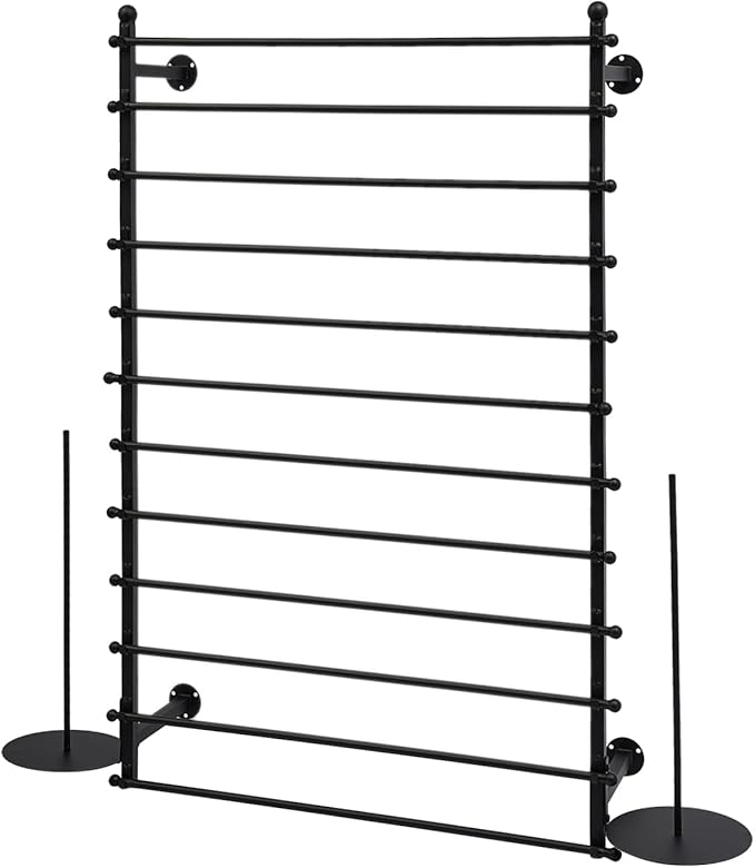 12-Tier Wall Mounted Scarf Rack, Scarf Display Rack, Towels Storage Hanger, Commercial Hijab Scarf Holder Organizer Space Saving for Retail Stores, Boutiques, Home (Black, 31.5in Width)