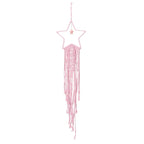 MECCANIXITY Macrame Dream Catchers, Pink Handmade Star Design Woven Cotton Dream Catcher Wall Hanging for Home Bedroom Decoration Ornament Craft Gift