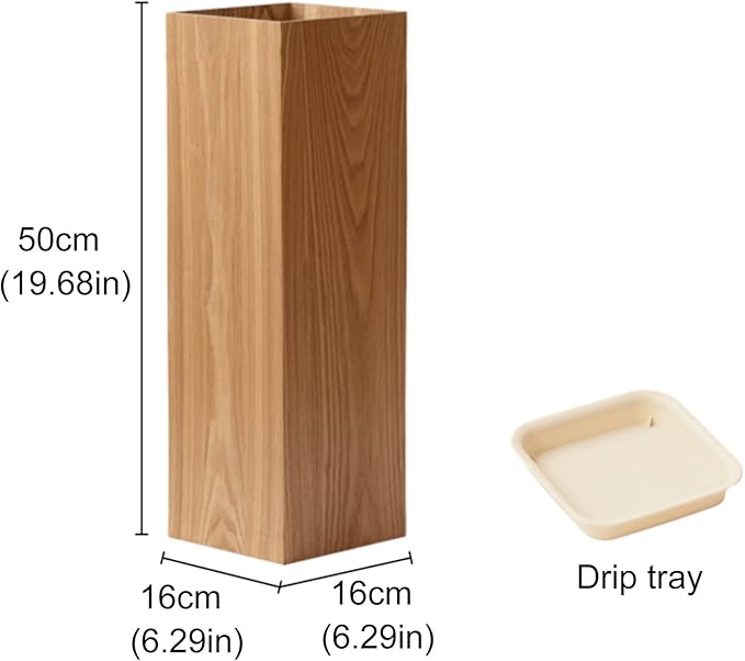Square Umbrella Holder, Umbrella Stand Rack, Umbrella Bucket with Drip Tray, Natural Wood Grain, Free Standing Umbrella Holder Entryway Umbrella Holder Rack Organizer (Color : Willow)