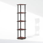 Furinno Turn-N-Tube Storage Shelves, 5-Tier Book Shelf, Corner Shelf, Toolless Open Shelves, for Organization and Storage, Living Room, Home Office, Hallway, Bedroom, Dark Cherry