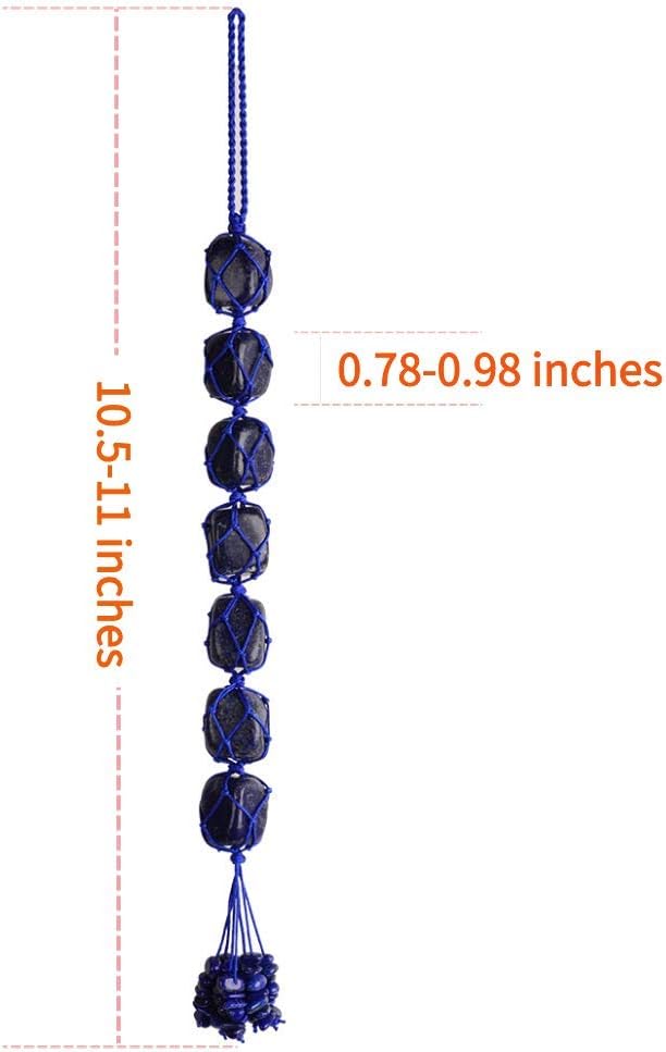 Handmade Natural Lapis Lazuli Crystal Car Hanging Ornaments for Home Decoration Feng Shui Ornament Yoga Meditation Car Decoration Tumbled Palm Stones