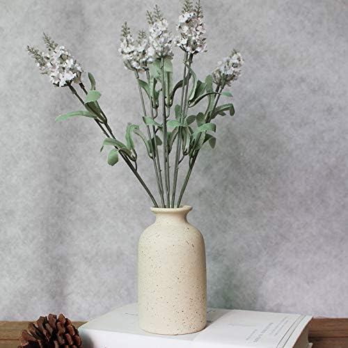 Hirdbrote Small Ceramic Vases for Decor 2-Piece, Flower Vase Vintage Decor Modern Farmhouse Rustic Home Decor, Wedding Centerpiece, Farmhouse Kitchen (5.5”& 4.7” Tall) (Beige & Black dot)