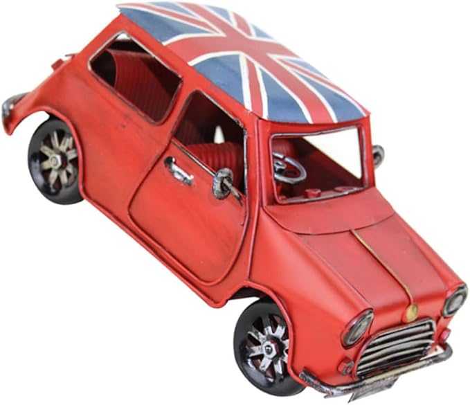 Holibanna Vintage Model Decorative Ornament Retro Wrought Desk Sculpture for Home Office Handmade Red Vehicle for Collectors Stylish Table Decor