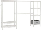 Coat Rack Clothes Wardrobe：Closet Organizer and Storage Clothing Garment Rack with Shelves Heavy Duty for Hanging Clothes Portable Adjustable White 15.8" Dx(70-88.5)" Wx76.5 H