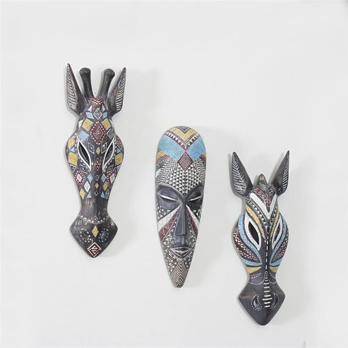 OTARTU African Mask Wall Sculpture Hand Carved African Tribal Wall Mask Art