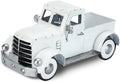 Farmhouse White Truck Decor, Vintage Farm Metal Trucks Decors, Rustic Outdoor Pickup Truck Planter, Indoor Decorative Tabletop Storage, Car Model Gift