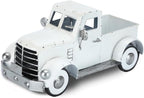 Farmhouse White Truck Decor, Vintage Farm Metal Trucks Decors, Rustic Outdoor Pickup Truck Planter, Indoor Decorative Tabletop Storage, Car Model Gift
