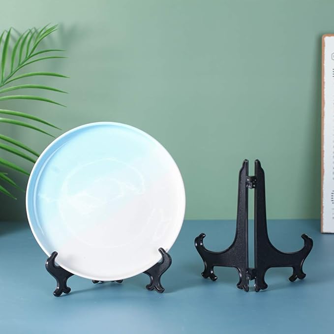 Artliving 7" Black 24pcs/Set Plastic Easels Plate Display Stands Picture Frame Stand Holder
