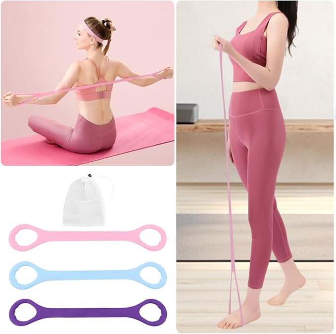 Figure 8 Fitness Resistance Band, 3pcs Arm Back Shoulder Exercise Bands Training Elastic Ropes for Working Out, Exercise Equipment for Physical Therapy,Yoga,Pilates, Stretching