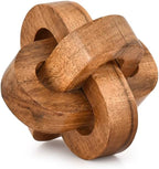 Tassels Acacia Wood 3 Link Wooden Knot Hand Carved Wooden Chain Links for Coffee Table Décor (4" X 4" X 4")