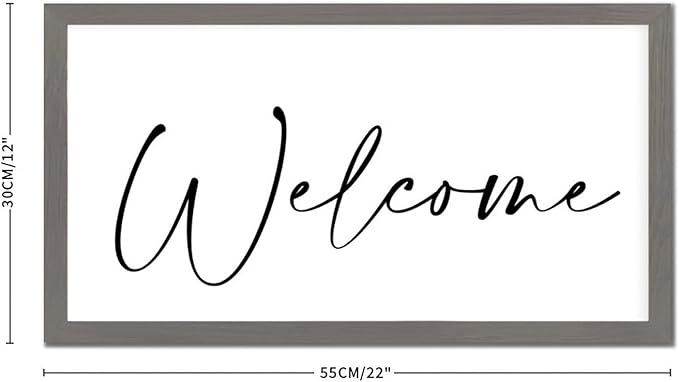 Life Positive Quote Wood Sign with Bible Verse Welcome Gray Frame Wooden Plaque Birthday Housewarming Gift for New Home Cafe Bar Farmhouse Porch Garden Yard Cottage Wall Decor 12x22in