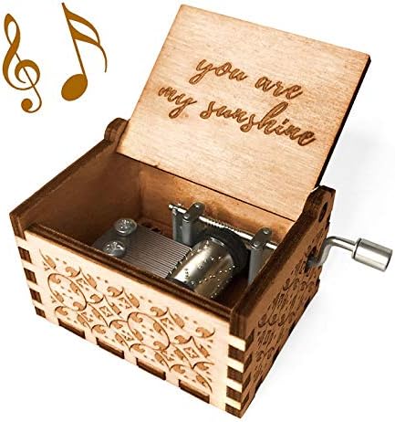 Ucuber You are My Sunshine Music Box, Wood Laser Engraved Cute Box Best Gift for Wife, Son, Daughter, Dad, Mom, Wedding Anniversary Birthday Christmas Valentine's Day