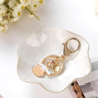 2PCS Lotus Leaf Shape Ring Holder Dish, Small Key Bowl, Ceramic Trinket Tray Jewelry Dish Organizing Necklace Earrings for Mom Friend Sister, All Jewelries Are NOT Included. White+Light Blue.