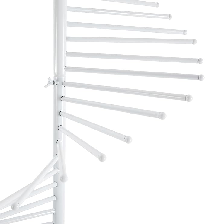 67" Freestanding Scarf Organizer, Spiral Scarf Display Rack with 30 Rods Metal Hijab Organizer Commercial Hijab Hanger Belt Pants Hanger for Shopping Mall Clothing Store Home (White)