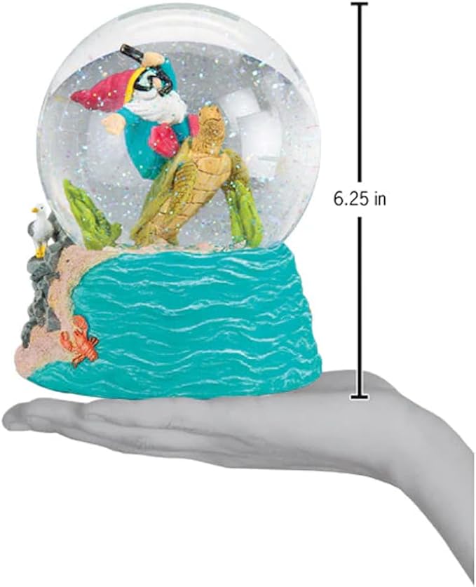 Old World Christmas Summer Coastal Gnome Snow Globe, Musical Holiday Figurine with You are My Sunshine Tune, Seasonal Decoration