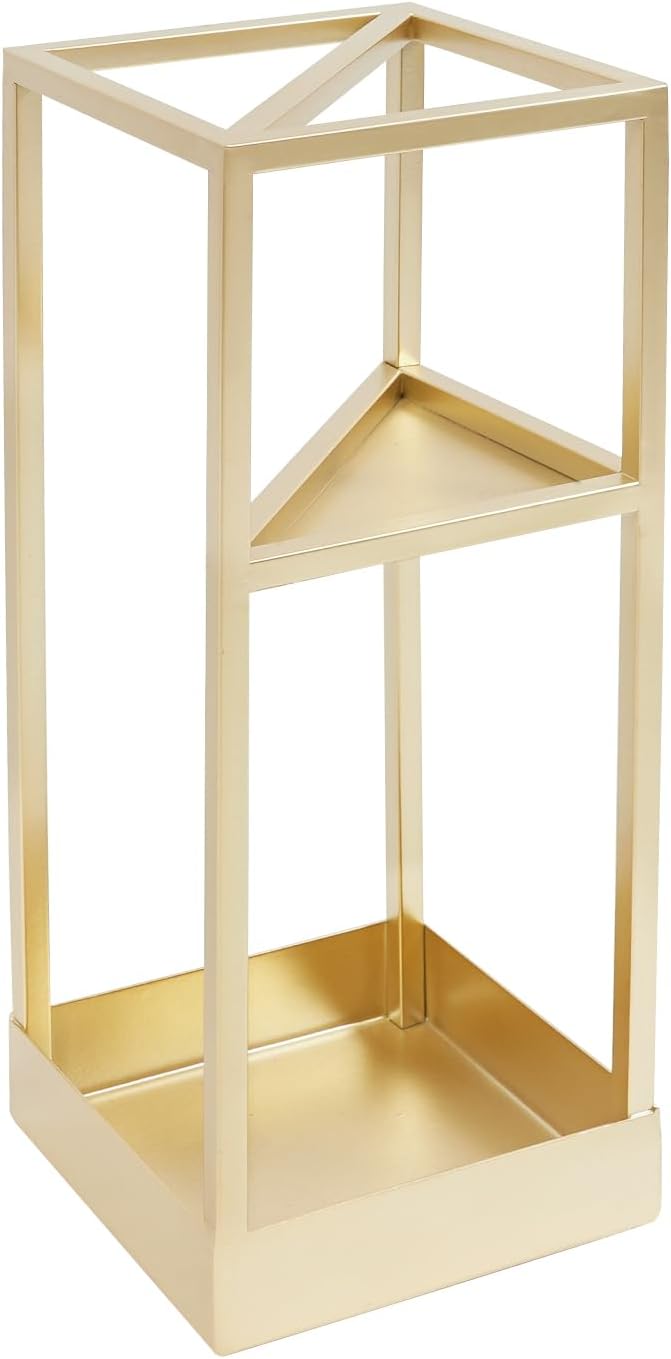 Umbrella Rack for Entryway Modern Freestanding, Metal Umbrella Stand with Drip Tray, Holds Canes/Hiking Poles, for Home Office, 7.9"x7.9"x20.9" (Gold)