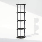 Furinno Turn-N-Tube Storage Shelves, 5-Tier Book Shelf, Corner Shelf, Toolless Open Shelves, for Organization and Storage, Living Room, Home Office, Hallway, Bedroom, Black
