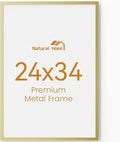 24x34 Aluminum Metal Picture Frame,Tempered Glass Gold Photo Frame 24x34 for Family Photo,Posters,Art,Document to Wall Mount Horizontally or Vertically