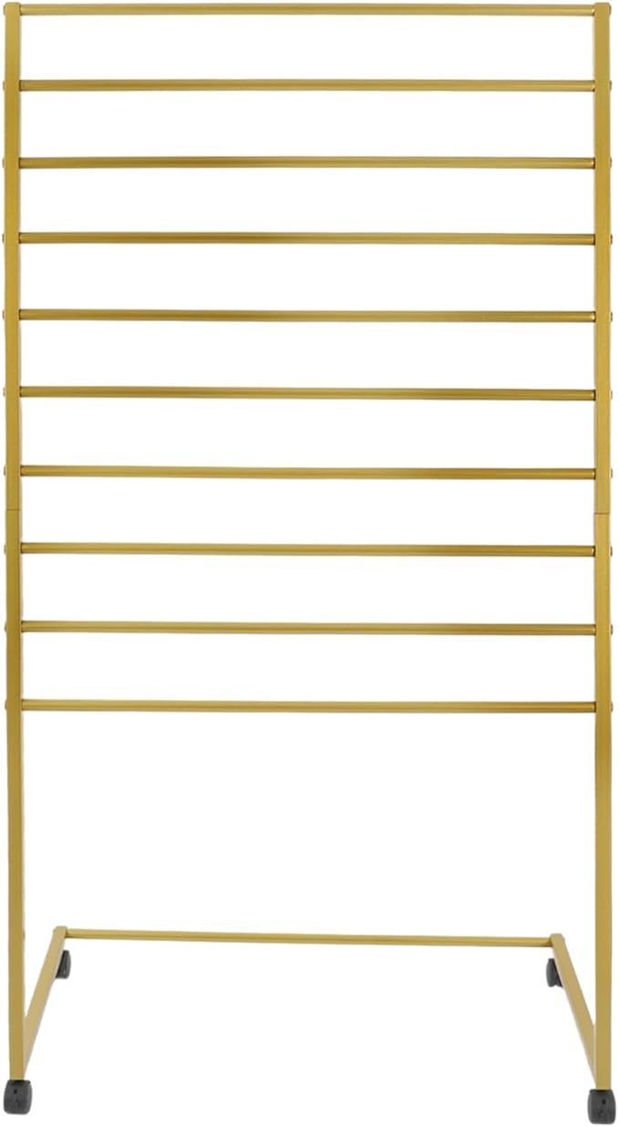 Scarf Organizer, 10 Tier Metal Scarf Display Stand with 4 Lockable Casters Movable Freestanding Belt Shawl Hijab Organizer for Boutique Display, Commercial Home