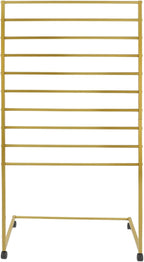 Scarf Organizer Stand, 10-Tier Freestanding Scarf Display Rack with Wheels, Metal Scarf Holder Belt Pants Hanger for Commercial Clothing Retail Store Home, 31.5" L x 15.75" W(Gold)