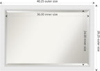 Amanti Art White Wall Mirror 28x40 Blanco White Rectangle Bathroom Mirror for Wall Decor Living Room, Large Modern Wood Frame, Hangs Horizonally and Vertically, Bathroom Decor, Beveled Edge