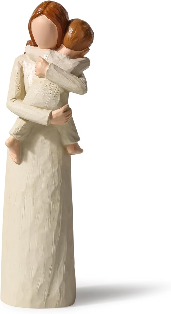 Mother and Son Figurines, Sculpted Hand Painted Figure, Mother Son Statue Gifts, for Mom from Son, Perfect Sculpture Gifts for New Mom, Mother.