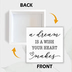 Motivational Home Decor, A Dream Is A Wish Your Heart Makes, Nursery Quote, Rustic Home Decor, Inspirational Art, Gift for Dreamers, Housewarming Gift, Box Sign Decoration Tabletop, 5.1x5.1inches