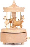 Carousel Music Box, Wooden Horse Music Box for Girl Women, Christmas Birthday Gift, No Battery Home Wood Decor
