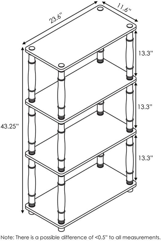 Furinno Turn-N-Tube 4-Tier Multipurpose Shelf Display Rack, Classic Tubes, Black/Grey
