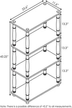 Furinno Turn-N-Tube 4-Tier Multipurpose Shelf Display Rack, Classic Tubes, Black/Grey