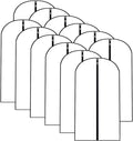 Garment Bags for Hanging Clothes 12 PCS Transparent Waterproof Dustproof Storage for Wardrobe Storage Suit Covers for Closet Cloth Cover Washable Clear Reuse Full Zipper for Suits Gowns 24''x40''