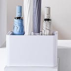 OSALADI White Umbrella Stand with Drain Tray Space-Saving Organizer Rack for Home Office Dormitory Rounded Corners with Positioning Grooves Suitable for Folding and Standard Umbrellas