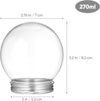 Clear Plastic Snow Globes for Crafts - Fillable DIY Snowglobe Jar with Aluminum Screw Cap - Empty Water Globe Container for Christmas Decor and Party Favors 10 Pcs