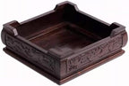 GOLDY&WENDY Chinese Solid Wood Pedestal Stand Square Black Catalpa Display Risers Base with Carved Handcrafts