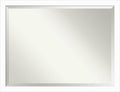 Amanti Art White Wall Mirror 33x43 Basic White Narrow Rectangle Bathroom Mirror for Wall Decor Living Room, X-Large Casual Wood Frame, Hangs Horizonally and Vertically, Bathroom Decor, Beveled Edge