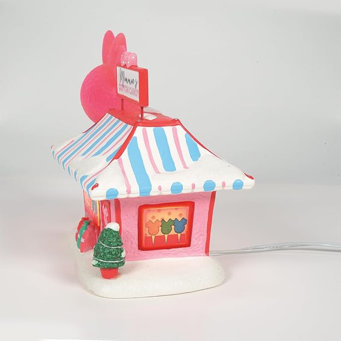 Department 56 Disney Village Minnie Mouse Cotton Candy Shop Lit Building, 7.56 Inch, Multicolor